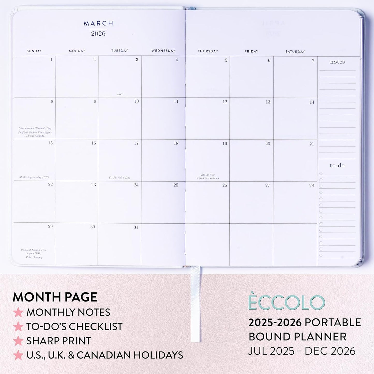 2025-2026 Eccolo 18 Month Bound Planner, Monthly & Weekly Pages (5.25 x 7.75" - July 2025 - Dec 2026 - Dogs)