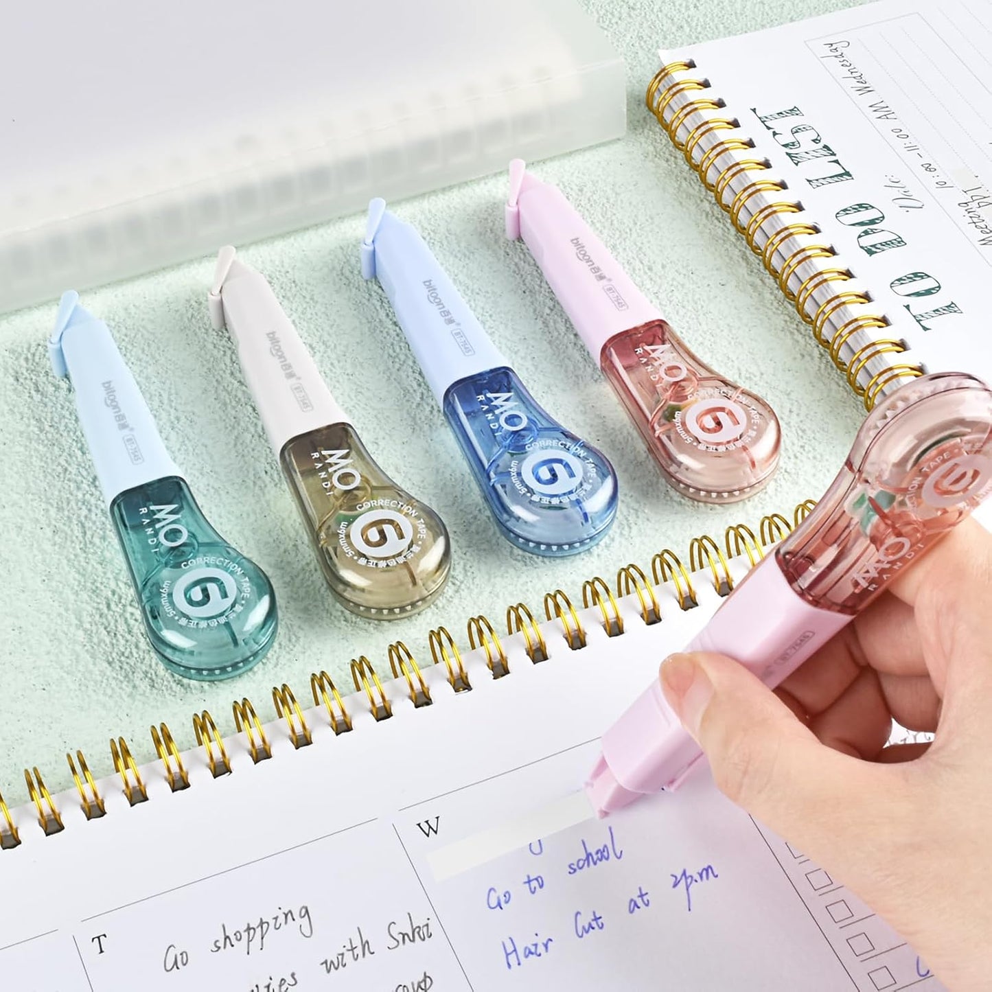 Temiary 12Pcs Correction Tape Pens, Aesthetic White Tape for Instant Correction, Easy to Use, Pen Shaped Applicator for Office School Supplies, 1/5 Inch x 236 Inches (Multicolor)