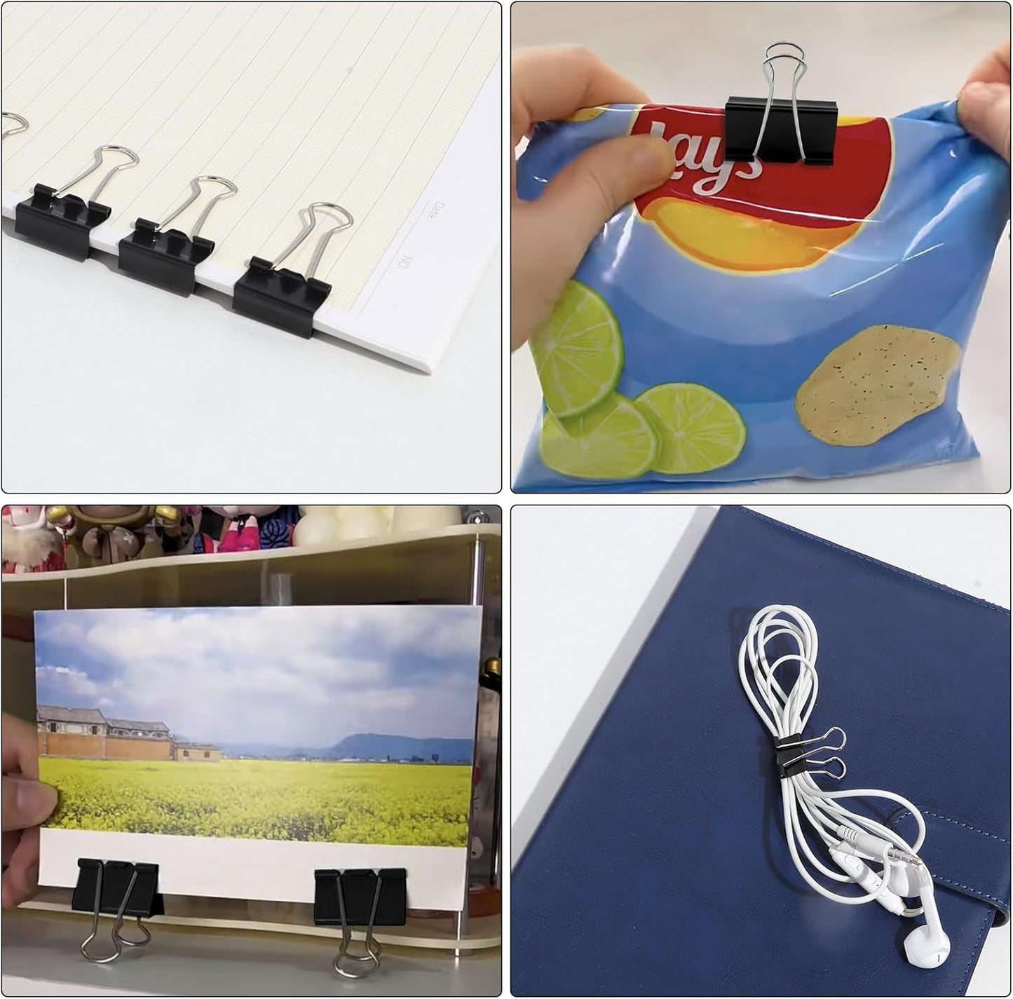 Ufmarine 60 Pcs Small Binder Clips 3/4 Inch Length, Black Small Paper Clips for Office, Standard Size