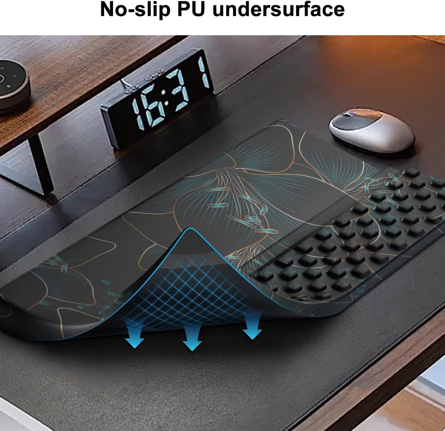 Computer Keyboard Stand with Wrist Rest,Comfy Ergonomic Tilted Keyboard Holder,Keyboard Tray Support for Office Home (Green Flowers)