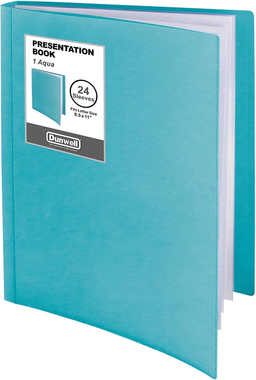 Dunwell Presentation Binder 24-Pocket, Displays 48 Pages, 8.5x11 Portfolio Binder with Plastic Sleeves, Storage and Organizer for Documents, Certificates, Projects, Photos (Aqua)