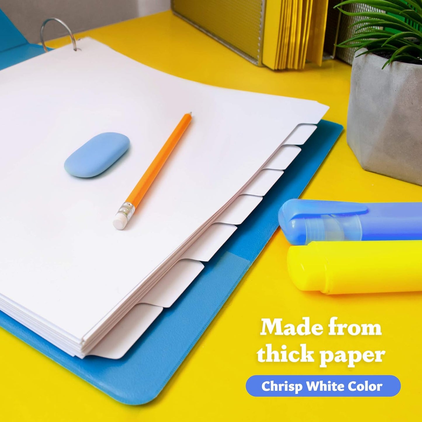 Binder Dividers with Tabs - (Set of 4) x 8-Tab Dividers for 3 Ring Binders, White, Reinforced Edge - Ideal for Keeping Your Documents Neat and Professional