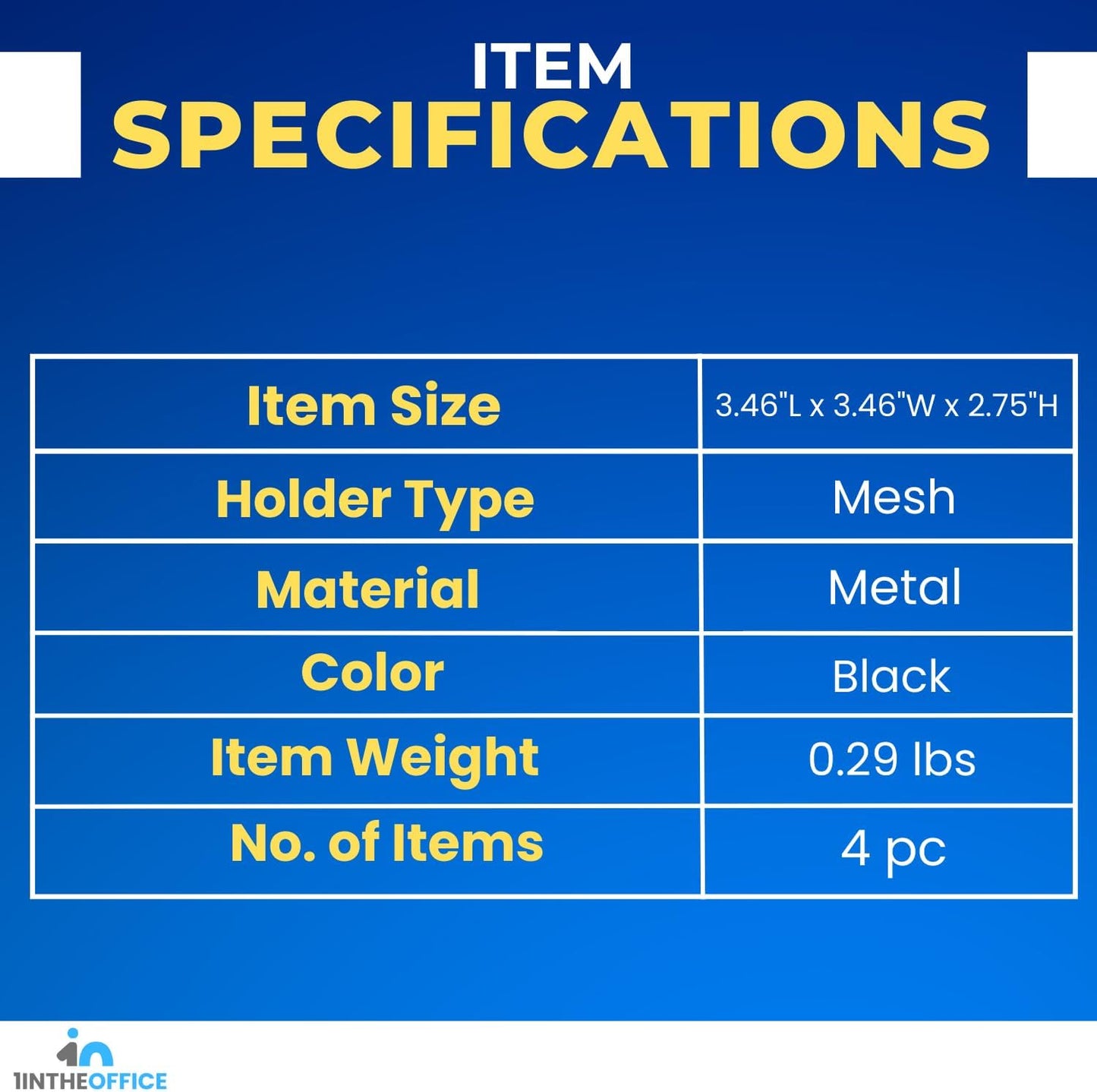 1InTheOffice Mesh Paperclip Holder For desk, Paperclip Holder Desk Accessories Holder (4 Pack)