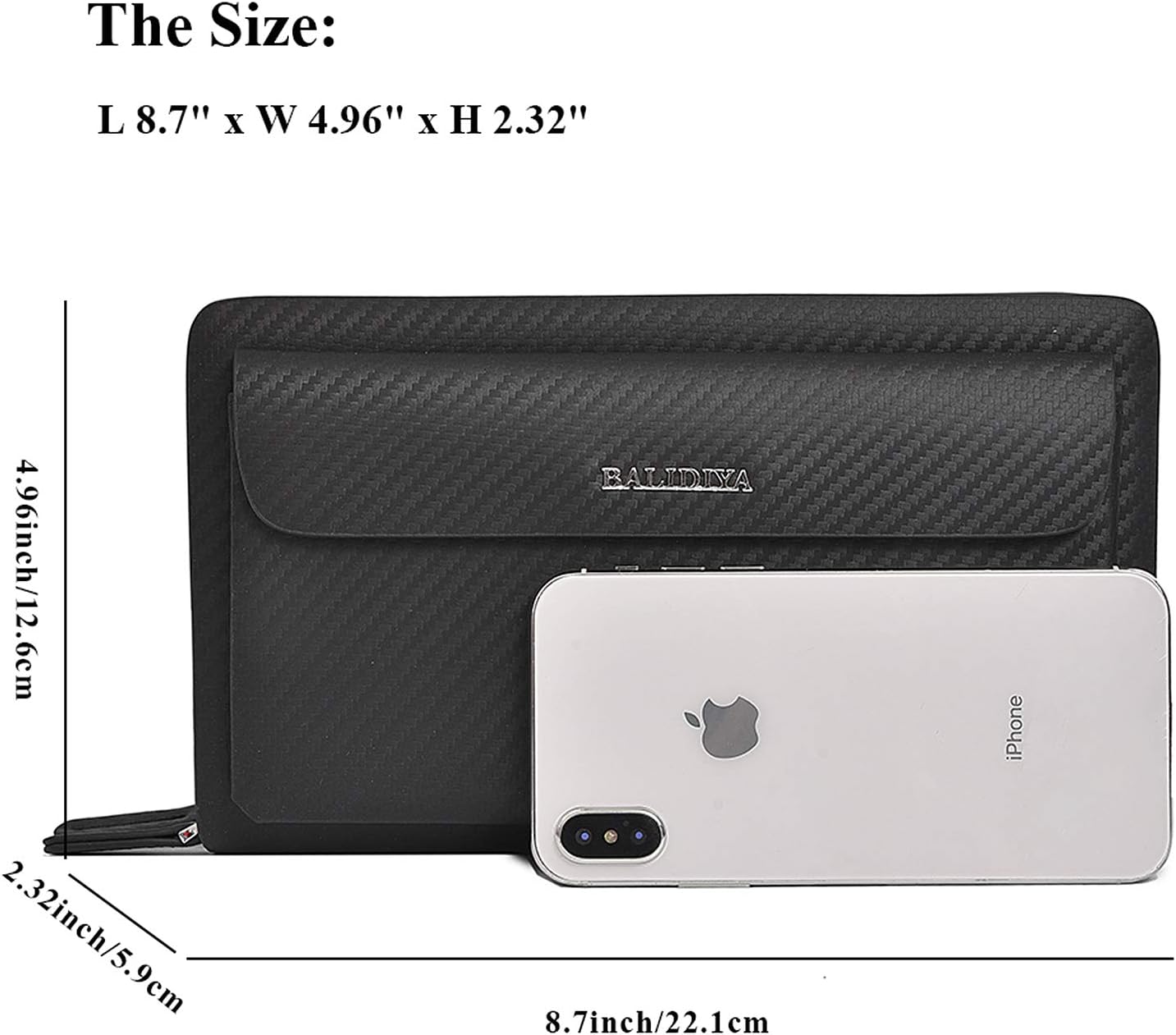 Leather Men Clutch Bag Long Wallet Purse Card Holder Case Business Large Clutch with Double Zip Handbag