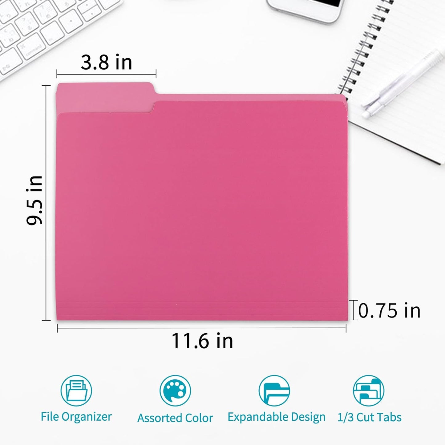 Two Tone Color File Folder 8.5 x 11 Inch,36 Packs Pink File Folders,1/3 Cut Tabs File Folder Letter Size,Manila File Folders for Office,School and Home,Organization