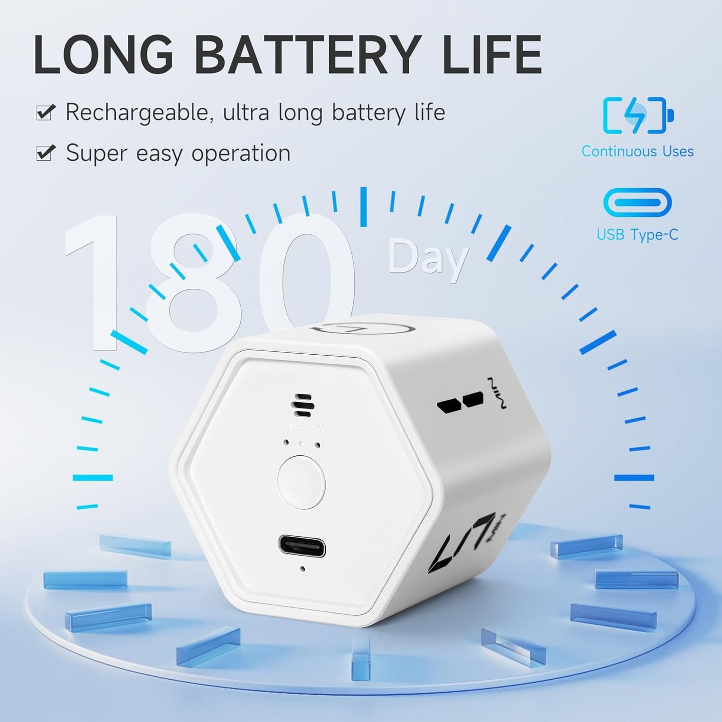 Productivity Timer 1, 5, 10, 30, 60 Minutes Preset, Desk Cube Timer with Gravity Sensor/Mute/Vibration for ADHD, Work, Study, Kitchen, Back to School (1, White)