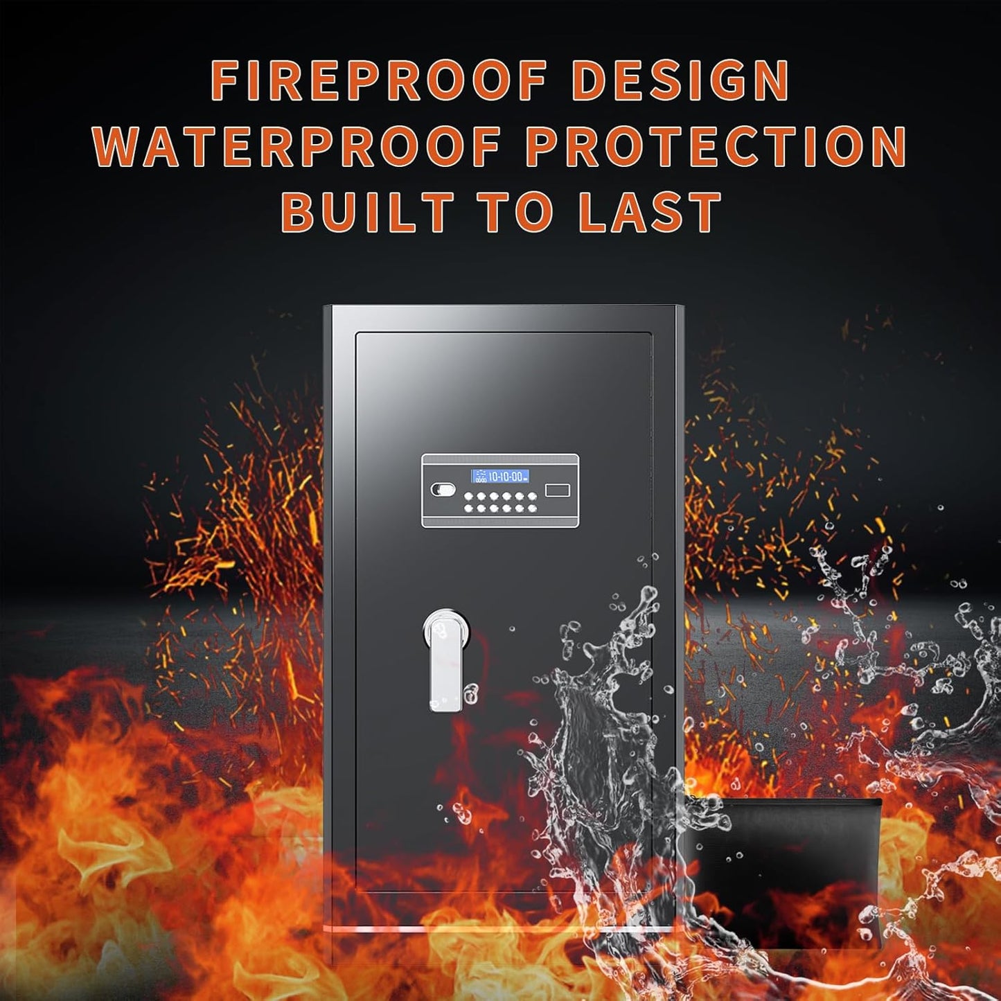 8.1 Cuft Large Home safe,Heavy Duty Fireproof Safe Box with Fireproof Waterproof Bag,Personal Document Safe with Programmable Keypad,Built-In Drawers and Removable Dividers for Money Documents