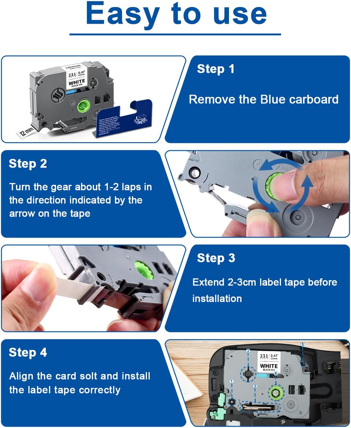 6mm 0.23 Inch Laminated White Compatible with P Touch TZe-211 TZe211 TZ Tape Refills for P Touch PT-H110 D200 D210 D220 D400 Label Maker (Black on White, 3-Pack)