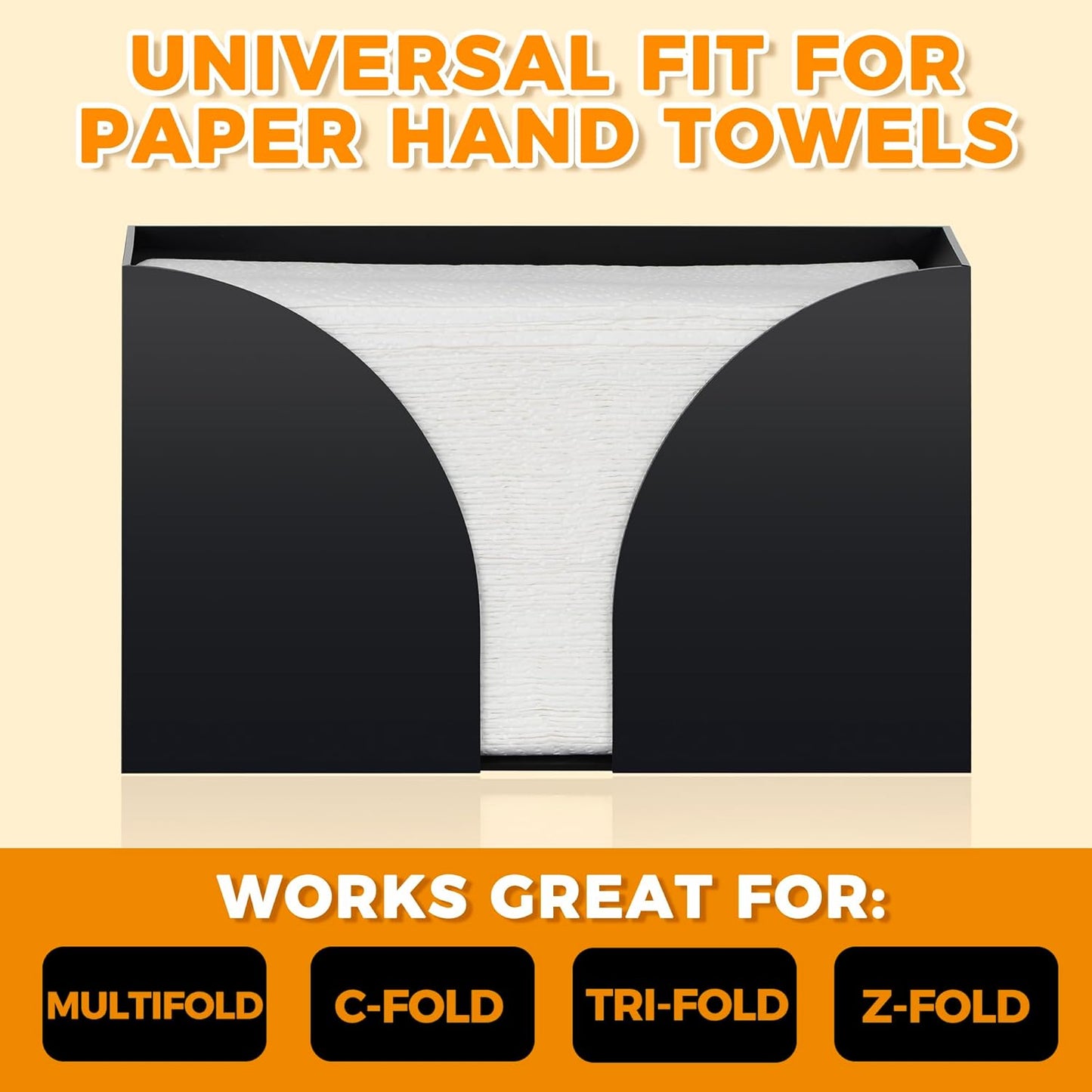 Storage Standard Multifold Paper Towel Dispenser Countertop - Matte Black Paper Towel Holder Bathroom, Durable Acrylic Napkin Holder for Bathroom, Kitchen, Office & Restaurant, 10.75 x 6.5 x 4 Inches