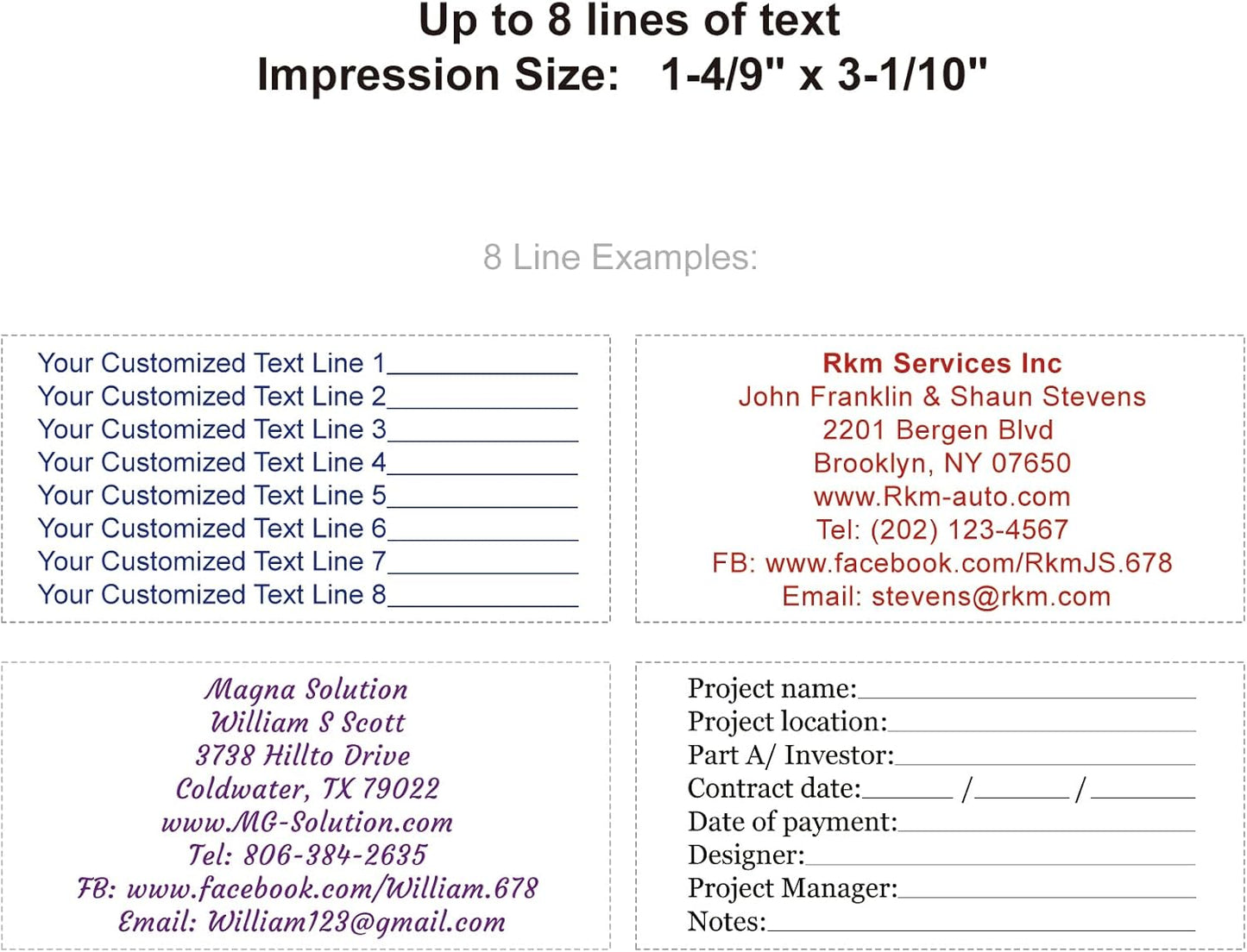 XX-Large Size Custom Self-Inking Stamp Customized Return Address Stamp - Up to 8 Lines of Text Choose from Many Fonts & Ink Colors