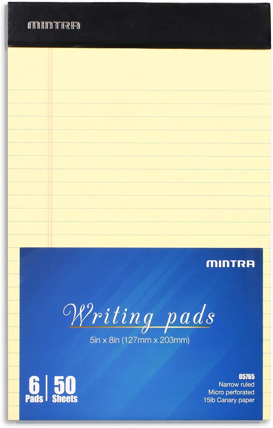 Mintra Office Legal Pads, ((xBasic, 5in x 8in, Narrow (Canary), 36pk (6-6pks))