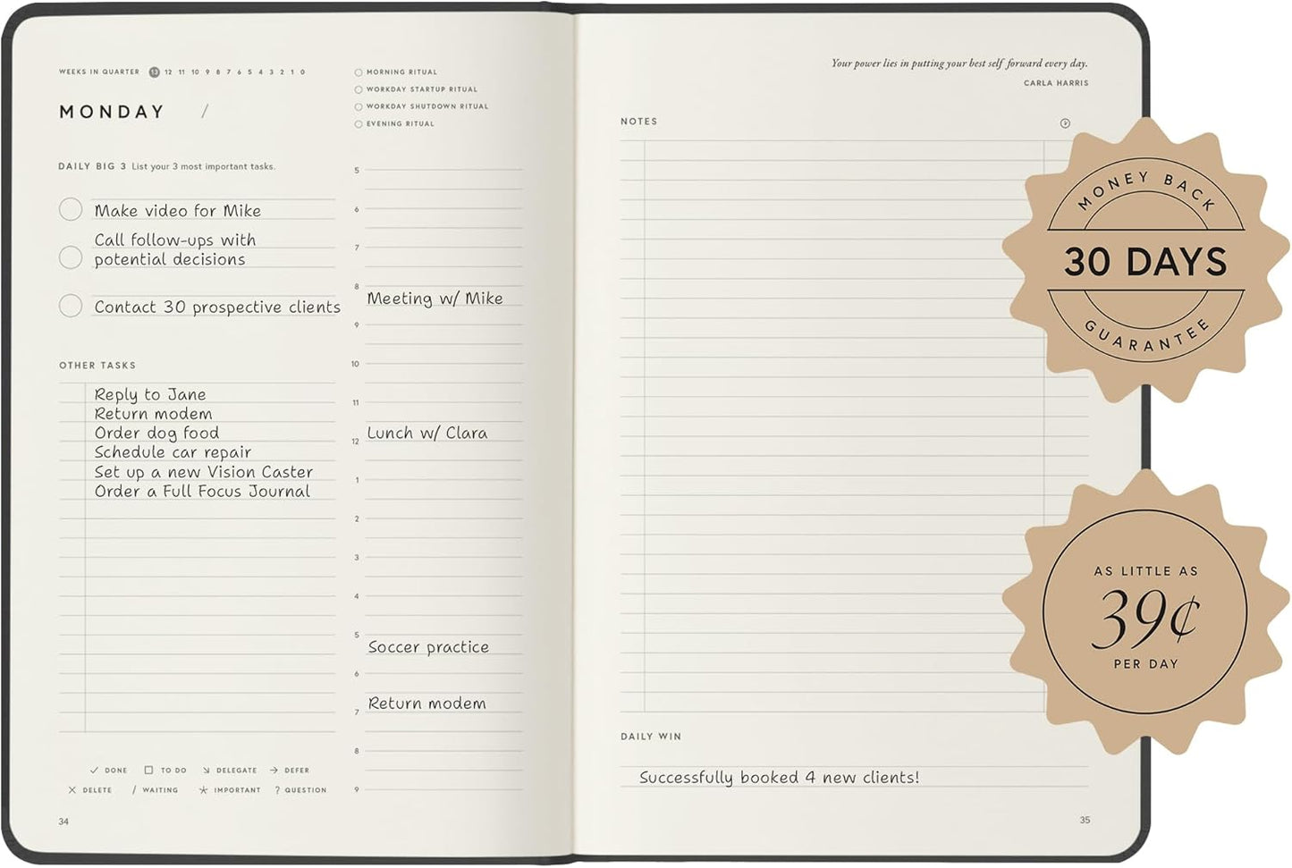 Full Focus French Blue Vegan Leather Planner by Michael Hyatt - The #1 Daily Planner to Set Annual Goals, Increase Focus, Eliminate Overwhelm, and Achieve Your Biggest Goals - Hardcover