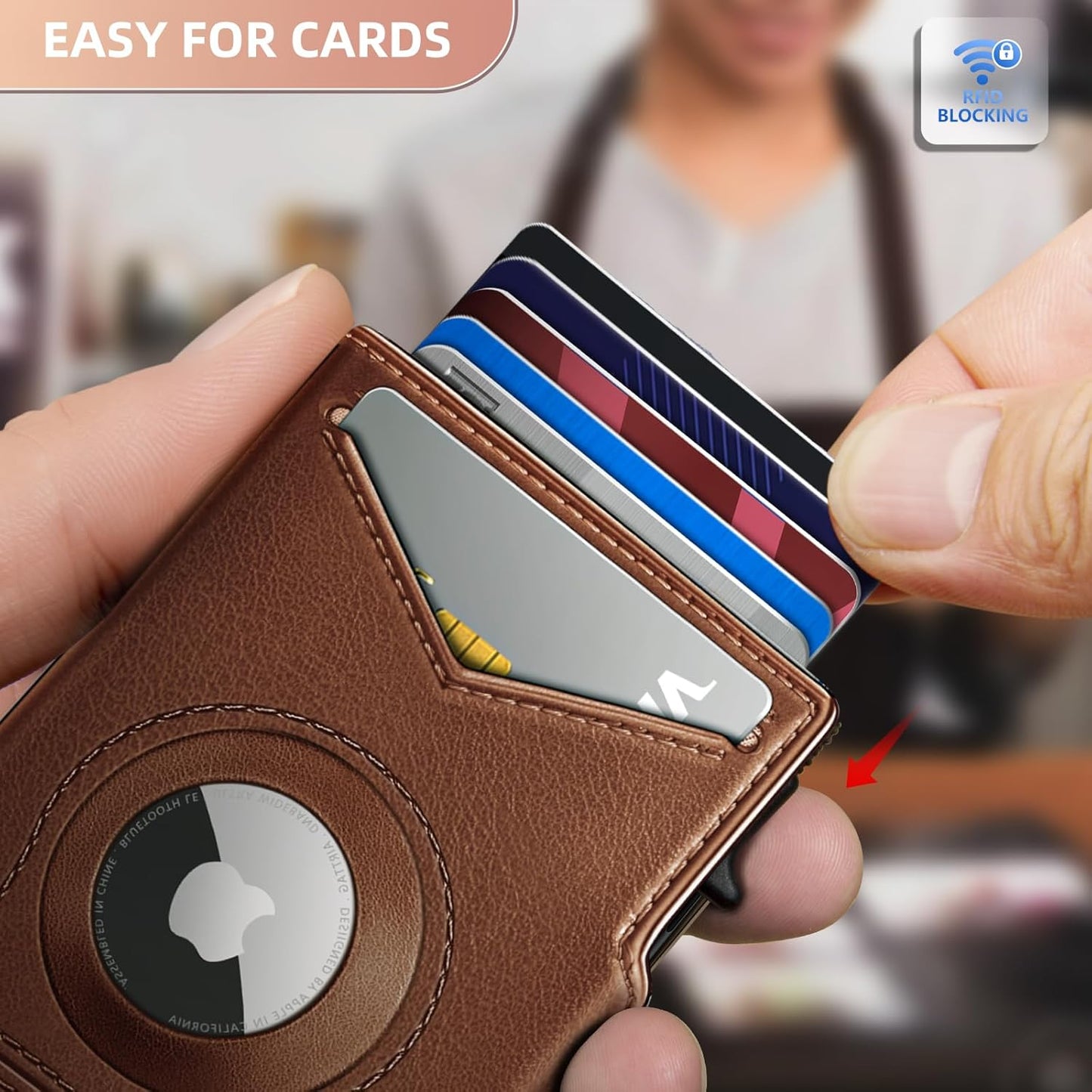 KEMISANT Airtag Wallet Men Gift,Mens Slim Front Pocket Wallet Money Clip Standard or Apple Airtag Use 3.8"×2.8"×0.9"