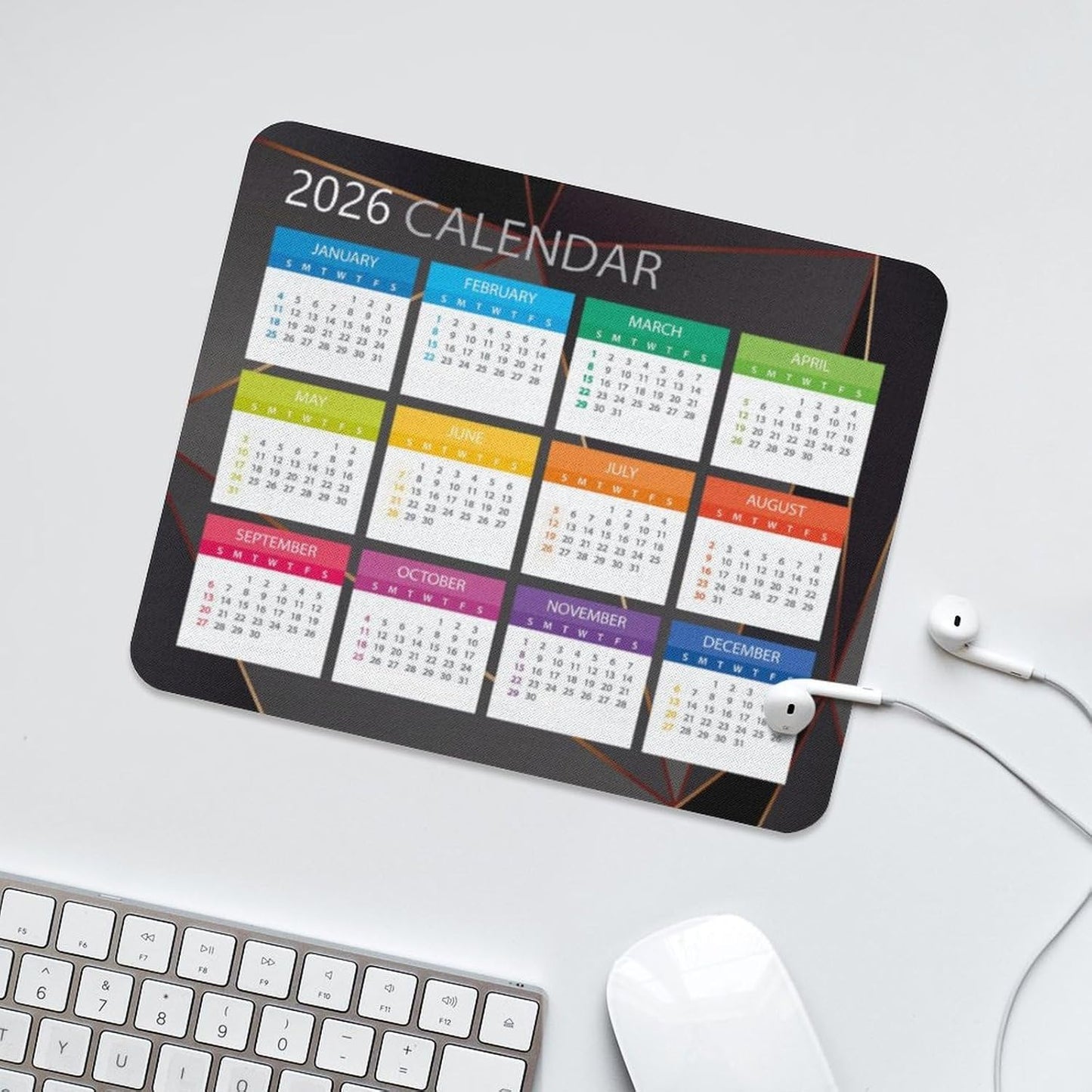 2026 Mouse Pad Calendar Computer Mouse Pads Calendars Non-Slip Rubber Desk Mat Mousepad Gaming Office Keyboard Mat