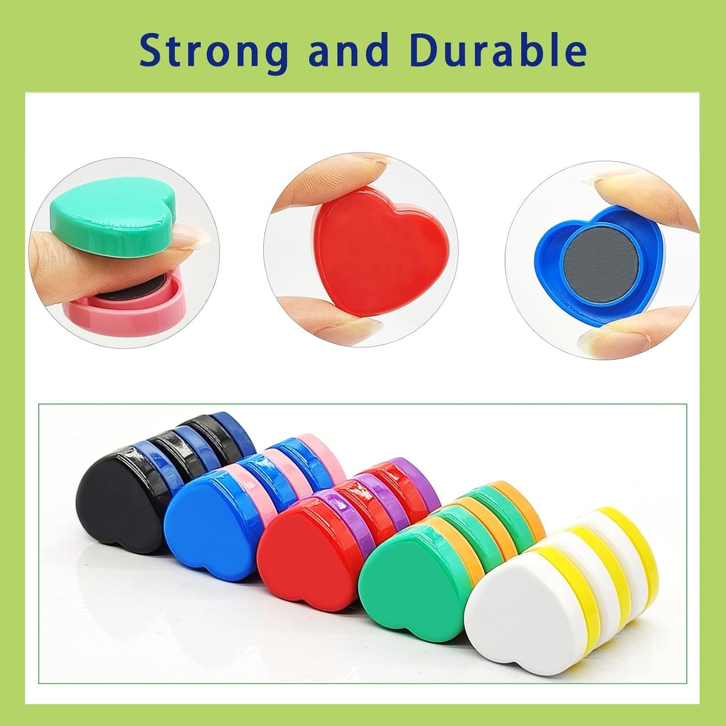 Fridge Magnets Refrigerator Magnets, 30 Pcs Magnet Small Magnets Strong Magnets Heavy Duty Magnets for Whiteboard, Colorful Mini Cute Magnets for Fridge Locker Kitchen Office (10 Colors, Heart)