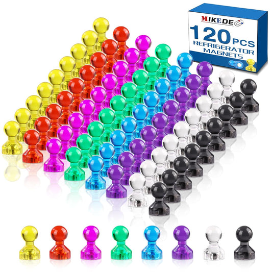 MIKEDE Refrigerator Magnets - 8 Colors Neodymium Fridge Magnets for Adults, Colorful and Practical Small Magnets for Whiteboard, Strong Push Pins for Office, Map - 120 Pack