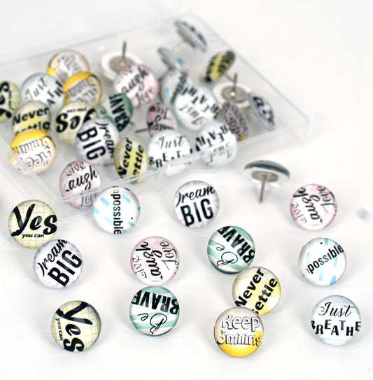 24Pcs Decorative Push Pins,Decorative Thumb Tacks for Bulletin Board, Cork Board Thumbtacks,Photos Wall Maps,Cute Thumbtack for Cubicle Decor,Classroom,Home and Office Decor(Motivational-Yes)