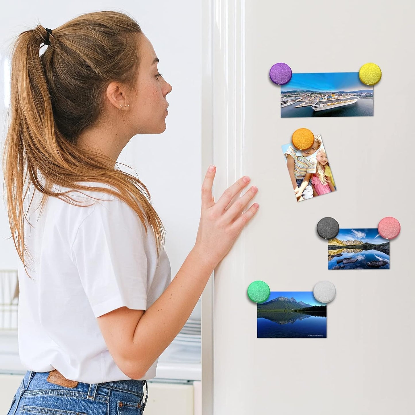 Qualsen 50 Pack Pink Fridge Magnets, Cute Funny Heavy Duty Round Magnets for Refrigerator Whiteboard Locker Kitchen Office Classroom