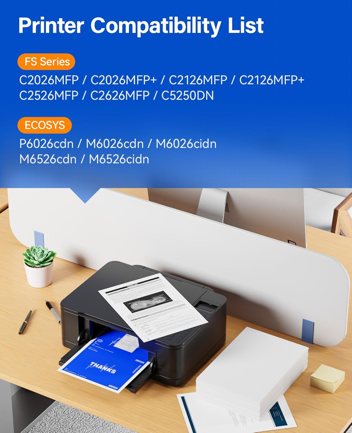 TK-592 TK592 Toner Cartridge Set 4-Pack Replacement Compatible with Kyocera ECOSYS P6026cdn M6026cdn M6026cidn M6526cdn M6526cidn FS-C2026MFP C2026 C2126MFP C2126MFP+ C2526MFP C2626MFP C5250DN Printer