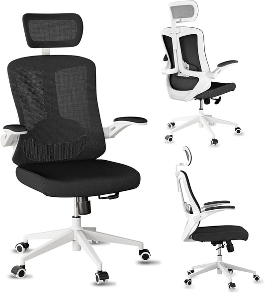Mesh Desk Office Chairs,Compute Executive Chair with Lumbar Wide Comfty Desk Chair for Home & Office,Bedroom,Study,Student (Black)