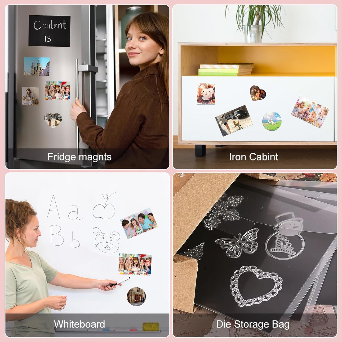 Thaibear Printable Magnetic Sheets, 8.5" x 11", 6 Pack Glossy Flexible Magnet Paper Sheets for Inkjet Printer, Magnetic Sheets Non Adhesive for Photo, Die Storage and Picture Magnets