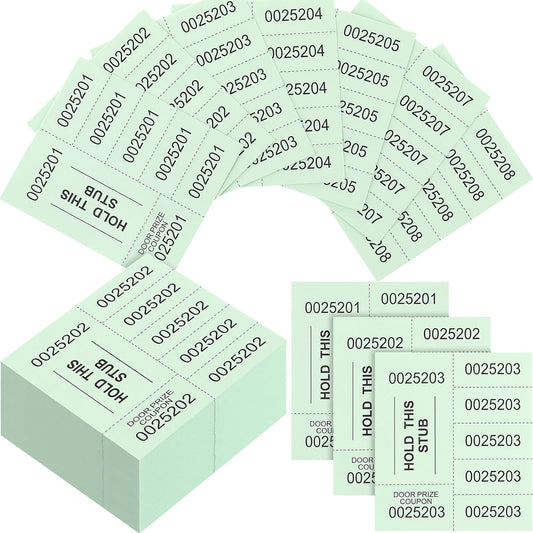 Kosiz 504 Sheets 5 Bid Raffle Ticket with Different Numbers Per Sheet Chinese Auction Tickets for Events Church Basket Auction Silent (Light Green)