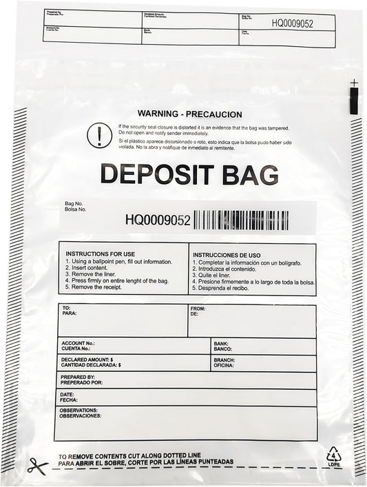 Daarcin100pcs9X12in Transparent Plastic Deposit Bag, Security Bank Pocket,Tamper Proof Bags，Cash Transfer Bag with Barcode and Self Sealing Adhesive,Used for Cash,Checks,Credit Cards