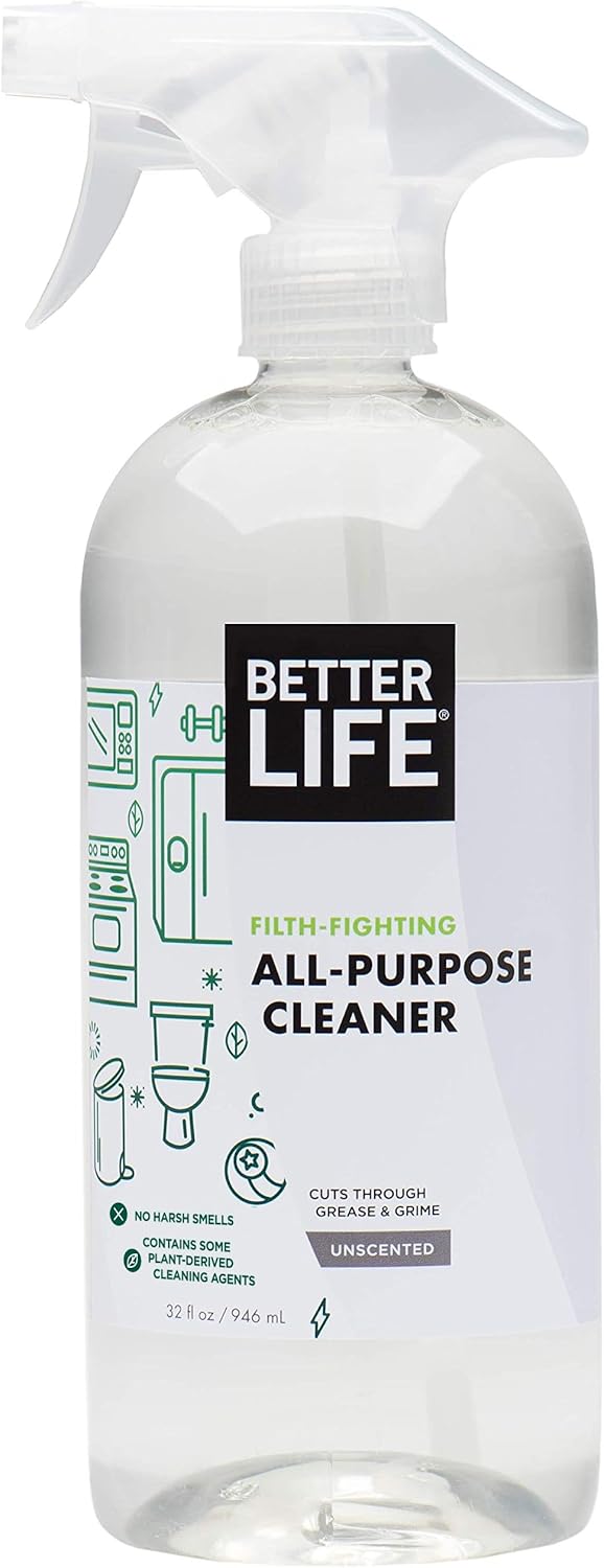 Better Life All Purpose Cleaner - Multipurpose Home and Kitchen Cleaning Spray for Glass, Countertops, Appliances, Upholstery & More - Multi-surface Spray Cleaner - 32oz Unscented