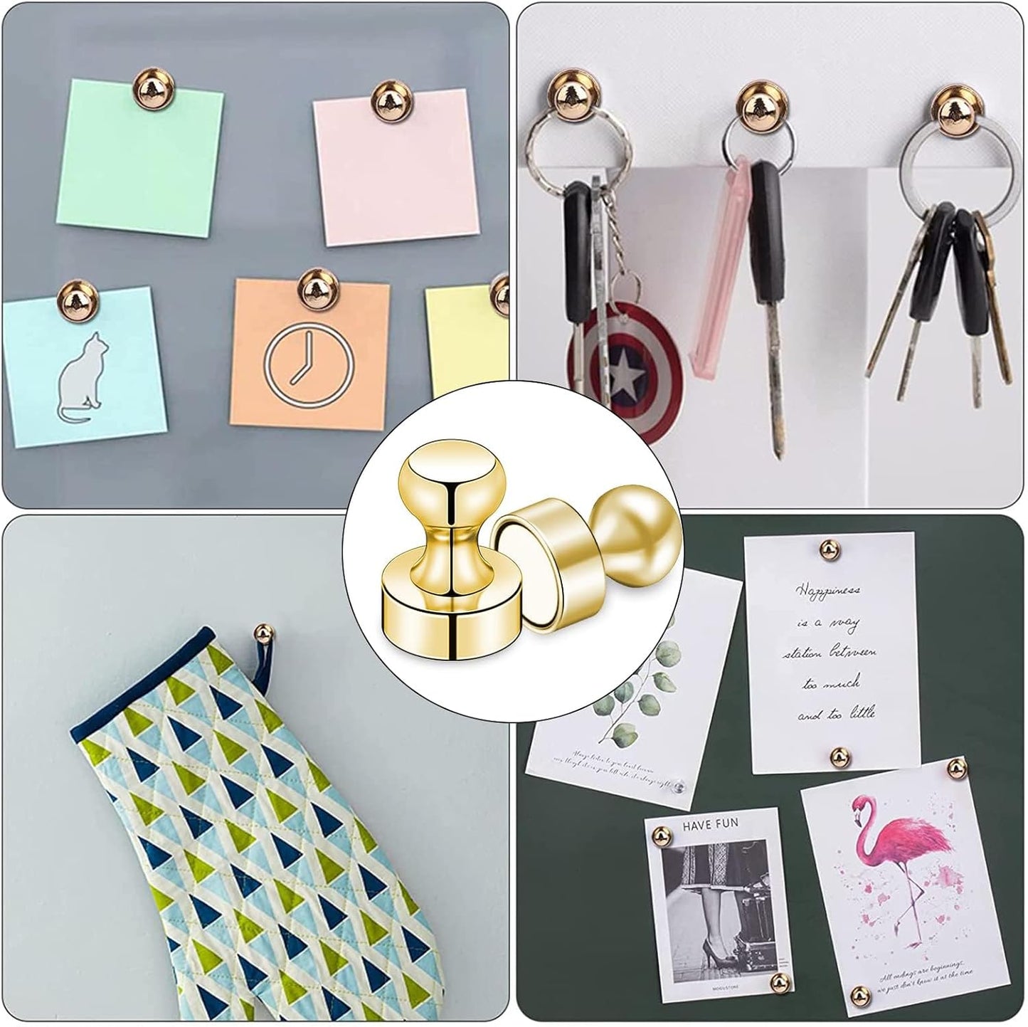 LOVIMAG 200Pcs Gold Fridge Magnets, Small and Strong Magnets for Whiteboard, Office, Classroom, Map, Kitchen Accessories, Office Accessories, Locker Accessories