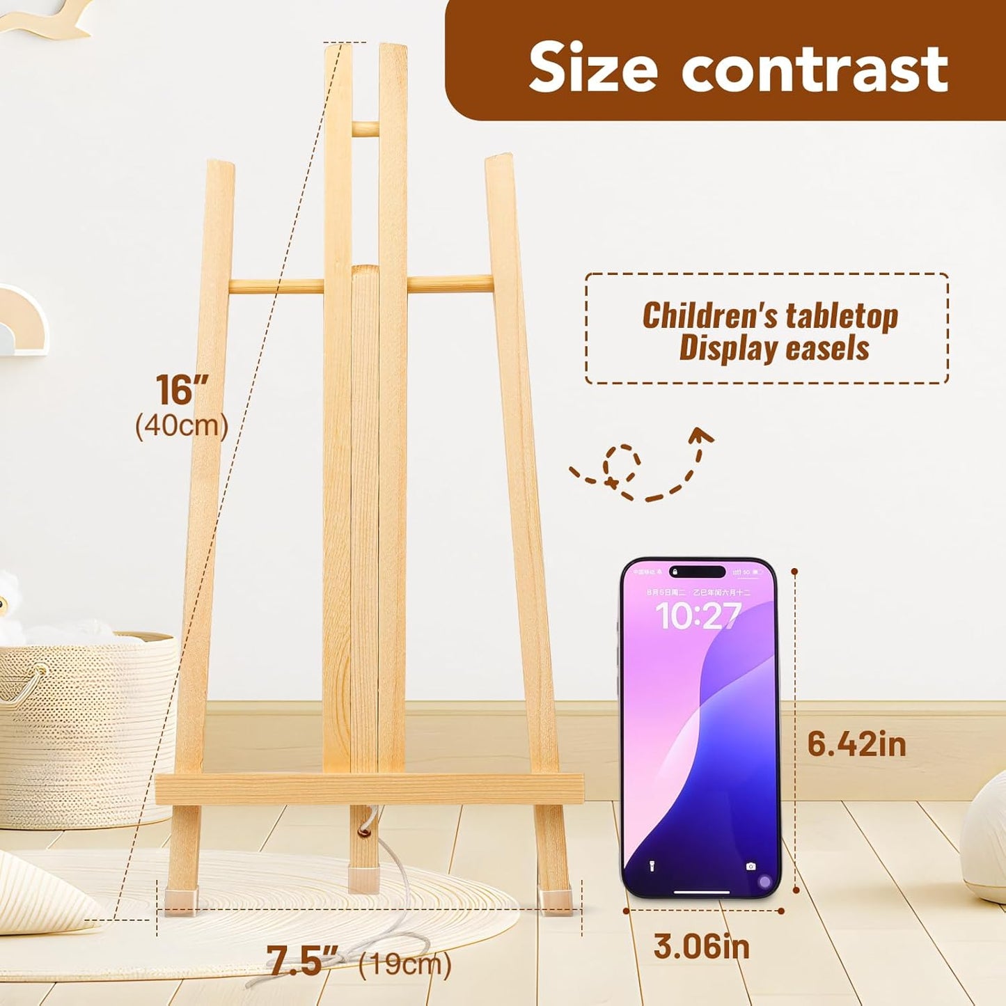 3 Pack 15 Inch Wood Easels, Easel Stand for Painting Canvases, Art, and Crafts, Tripod, Painting Party Easel, Kids Student Tabletop Easels for Painting, Portable Canvas Photo Picture Sign Holder