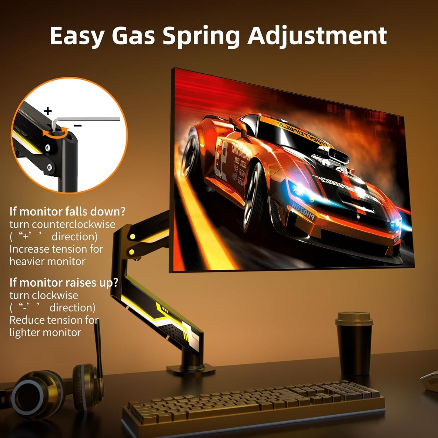 Suptek Monitor Mount Gas Spring Arm Desk Mount Stand - Fully Adjustable, Fits 32 inch Monitors, Weight Capacity up to 22 lbs (MD8WY)