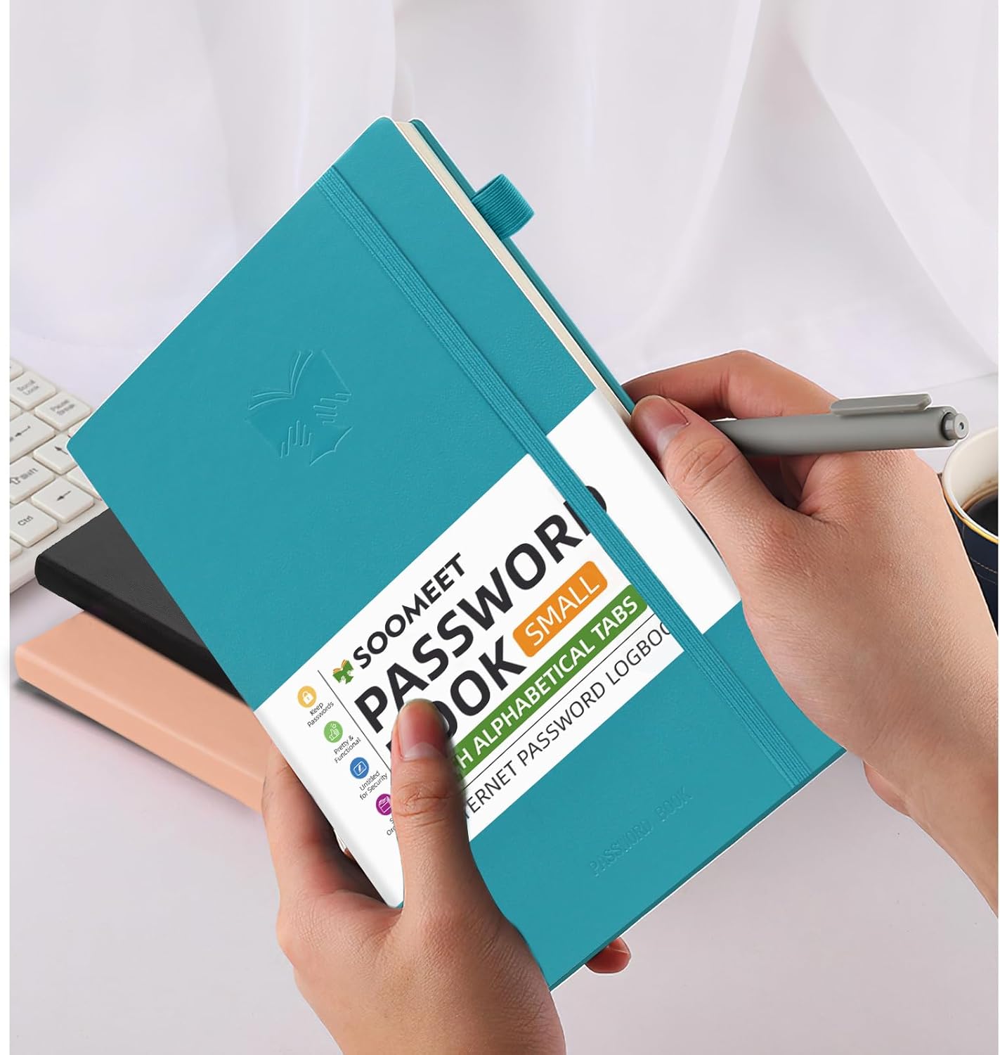 Password Book with Alphabetical Tabs, Hardcover Password Keeper, Size 4.4''x 6.1'' Password Notebook for Saving Internet Login, Username, Password Organizer for Computer & Website Logins,