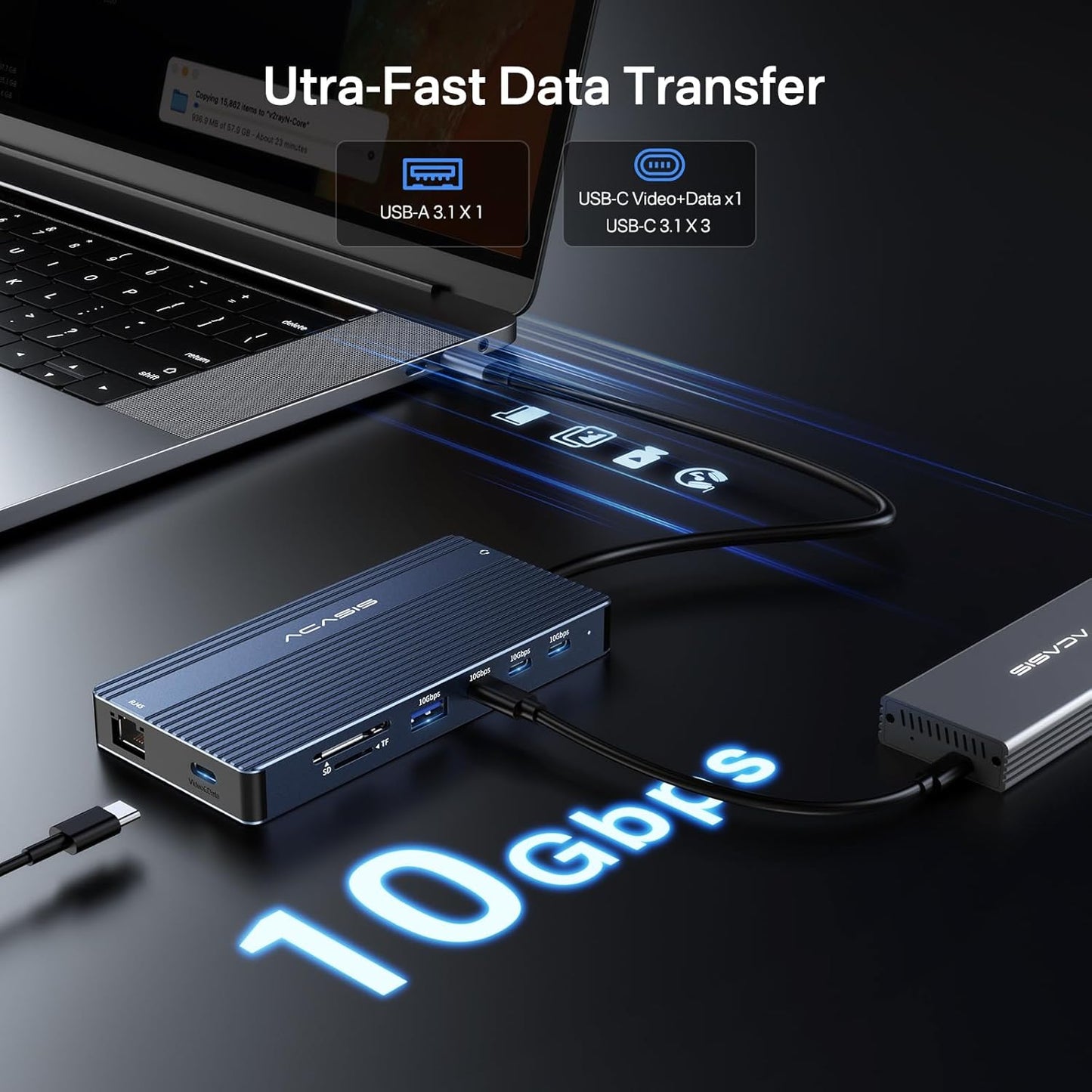 USB C Hub Docking Station Dual Monitor 2 HDMI 4K@60HZ,14 in 1 Laptop Docking Station 3 Monitor with 10Gbps(USB-c Video+Data,3*USB C,USB A) Ethernet,PD 100W,SD/TF,3.5mm Audio for Dell/HP/Lenovo