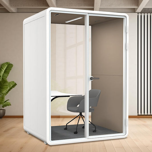 Office Sound Booth with Audio Privacy - Portable Soundproof Pod with Wheels,Soundproof Pod with Light,Ventilation,Socket for Working,Reading,Communicating