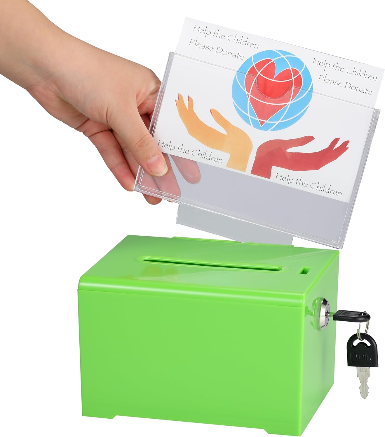 Adir Suggestion Box with Slot and Lock – Acrylic Donation Box for Fundraising, Drawing Box for Raffle, Funraiser Box, Tip Box with Lock - 6.25x4.5x 4 Inches voting box with slot and Sign Holder