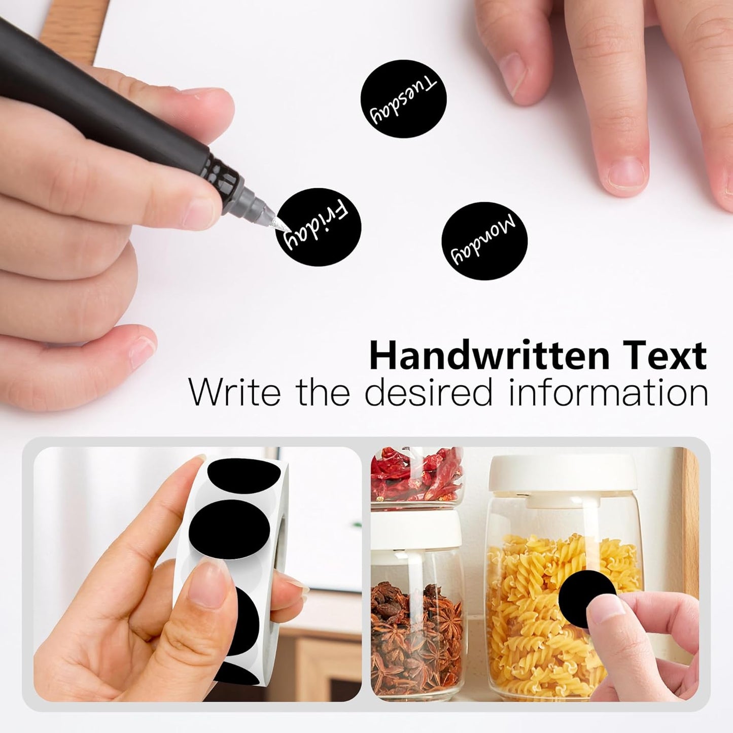 Black 1 Inch Round Color Coding Labels with 4000 Dots, 4 Rolls - Bright Color Dot Stickers for File Folders, Inventory System - Highly Visible