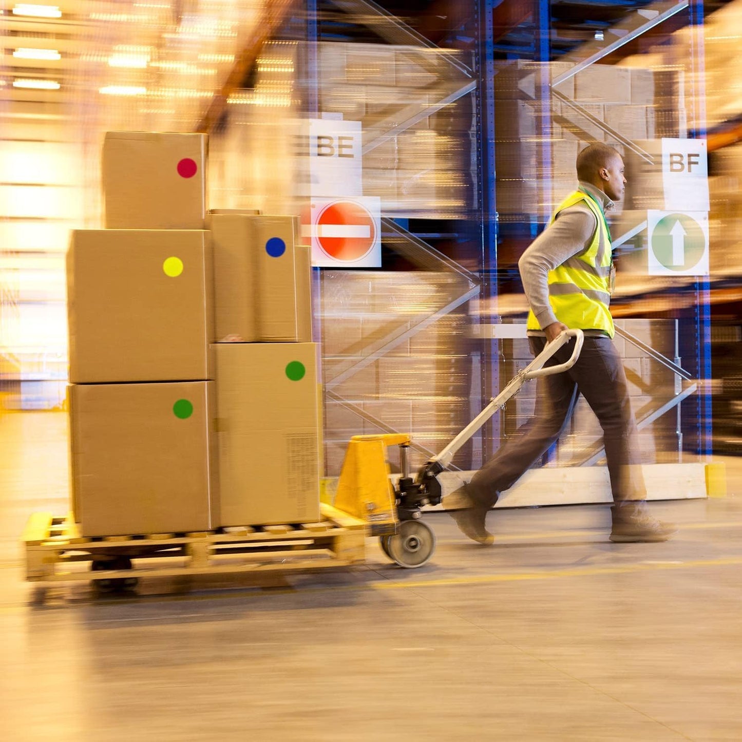 ChromaLabel 3 Inch Circle Sticker Labels, High Visibility Round Colored Stickers, Permanent Adhesive Labels - 500 Colored Sticky Dots per Roll, Dark Blue Label