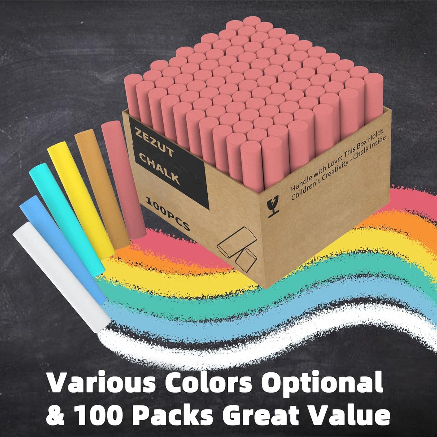 Red Chalk 100PCS, Low Dust Chalks Stick Bulk for Chalkboard Blackboard Non-Toxic