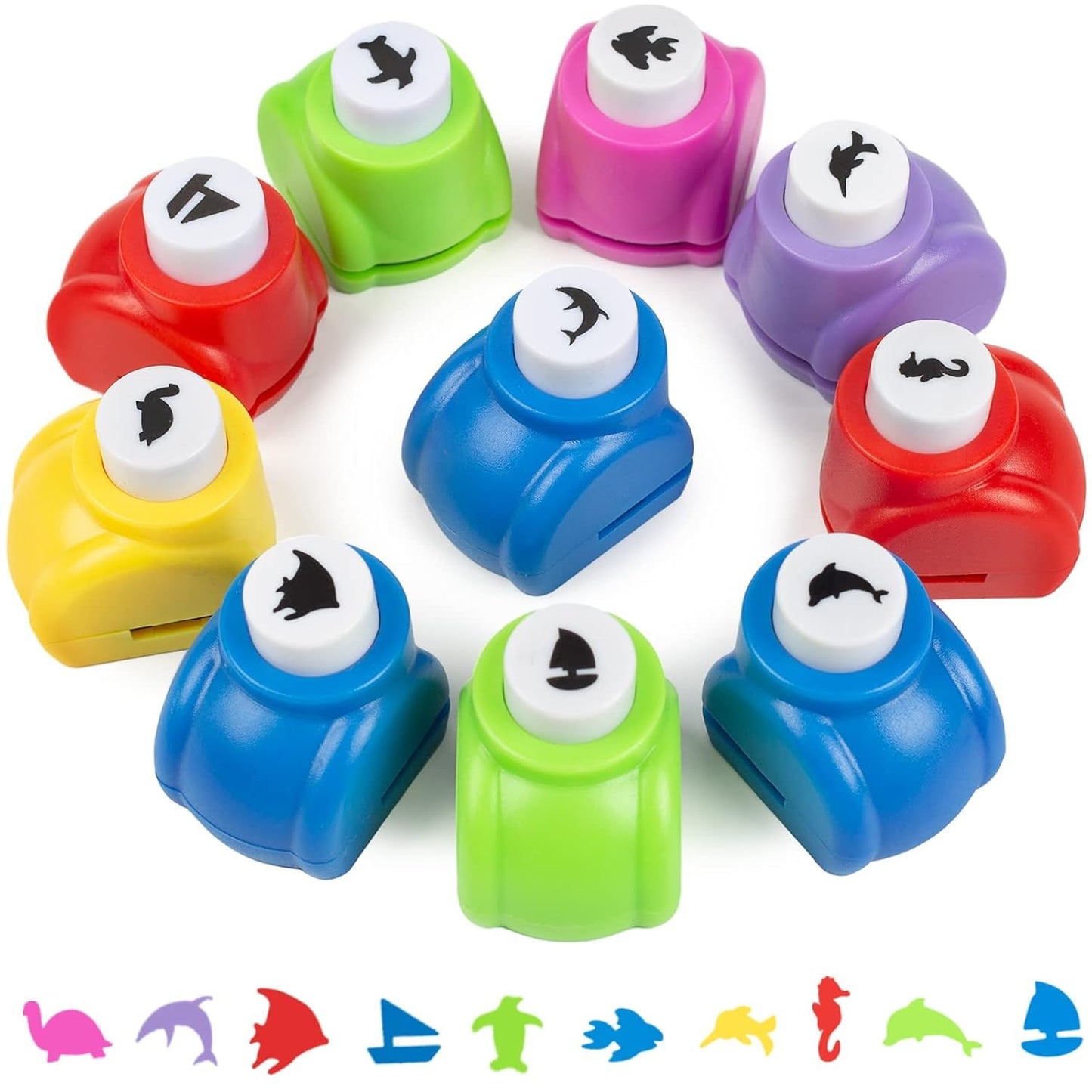 LOVEINUSA 10-Piece Sea Animal Shaped Craft Punch Set for DIY Crafting, Scrapbooking, Journaling, Greeting Cards, Photo Albums, Envelope Punch Board and Festival DIY Paper Projects