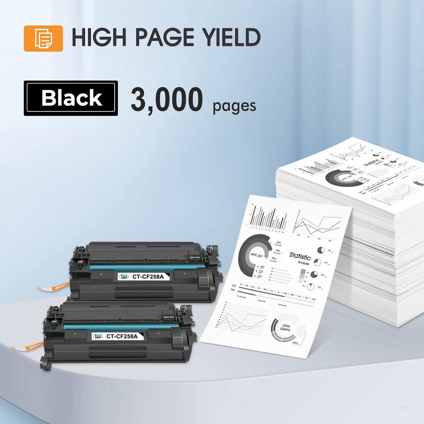 CF258A 58A Toner Cartridge Black M404n Compatible Replacement for HP 58A CF258A 58X CF258X Toner for HP Laserjet Pro M404n M404dn MFP M428fdw M428fdn M428dw Printer Ink High Yield 2 Pack with Chip