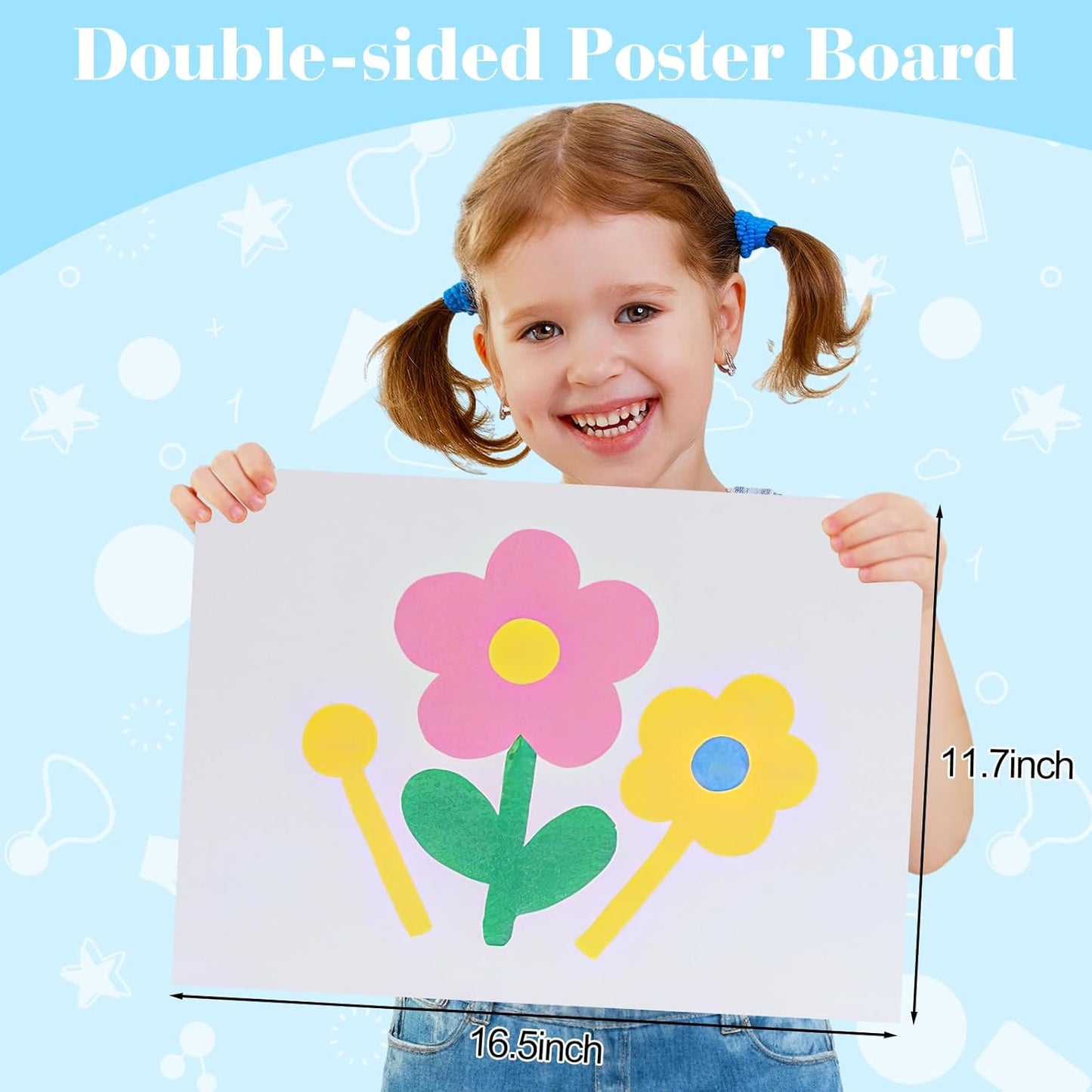 50 Pcs White Poster Board Paper 11.7 x 16.5, ROOKEA White Vision Boards Bulk Smart Posterboard Blank Graphic Display Card Paper for Drawing Artwork School Arts Crafts Classroom Projects Scrapbooking