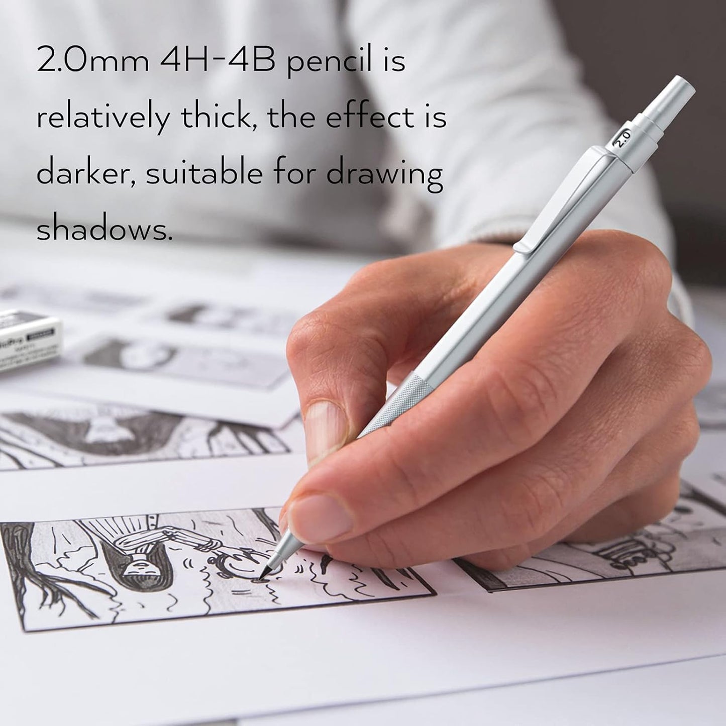 Nicpro Metal 2.0 Mechanical Pencil Set with Case, 3 PCS Drafting Lead Holder with 10 Tubes 2mm Graphite Lead Refill(HB 2H 4H 2B 4B) &Colors, Sharpeners, Erasers for Artist Writing, Drawing, Sketching