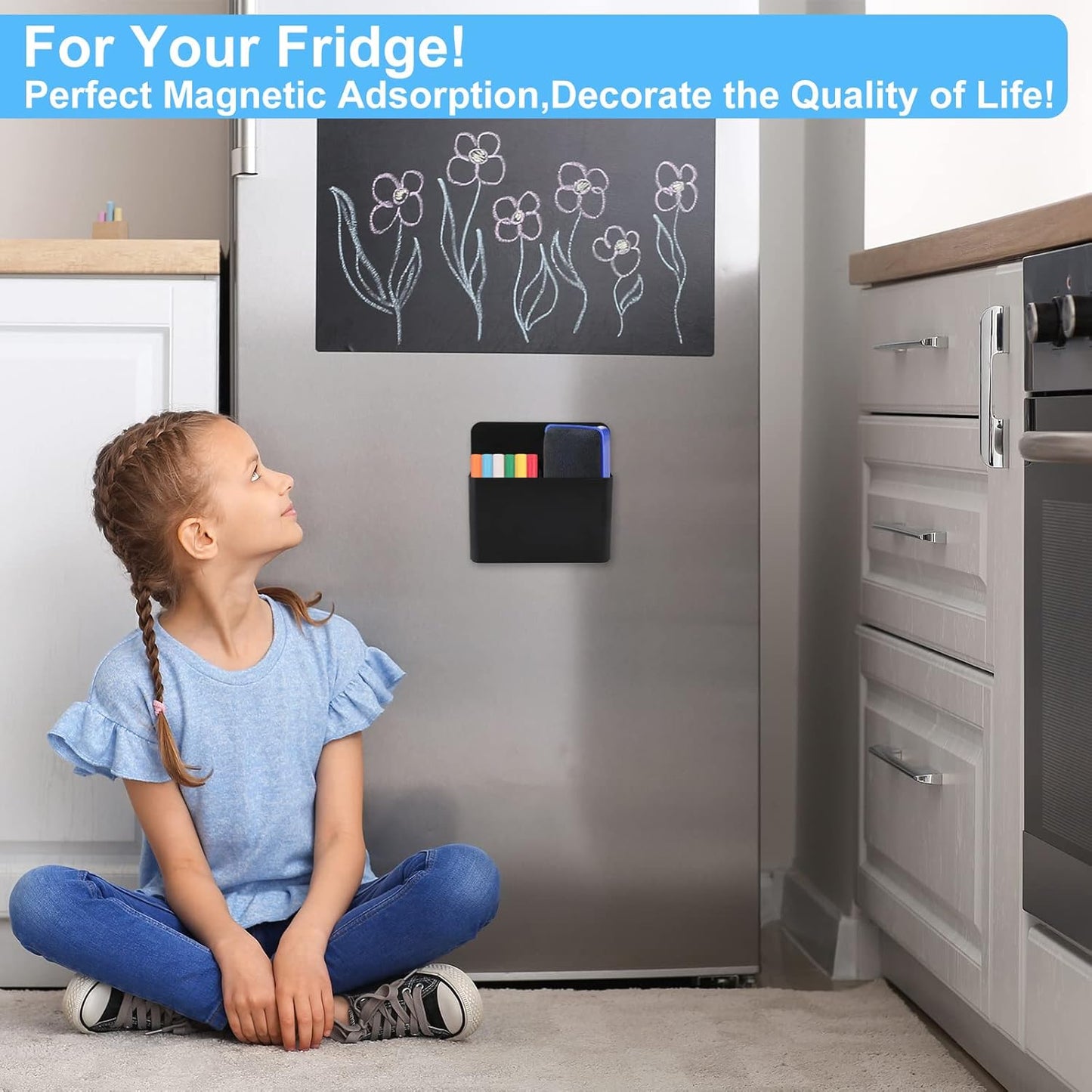 Magnetic Pen Holder,2 Pack Magnetic Dry Erase Marker Holder with Generous Compartments,Strong Magnet Storage Marker Pen Pencil Organizer for Refrigerator,Whiteboard,Locker Accessories