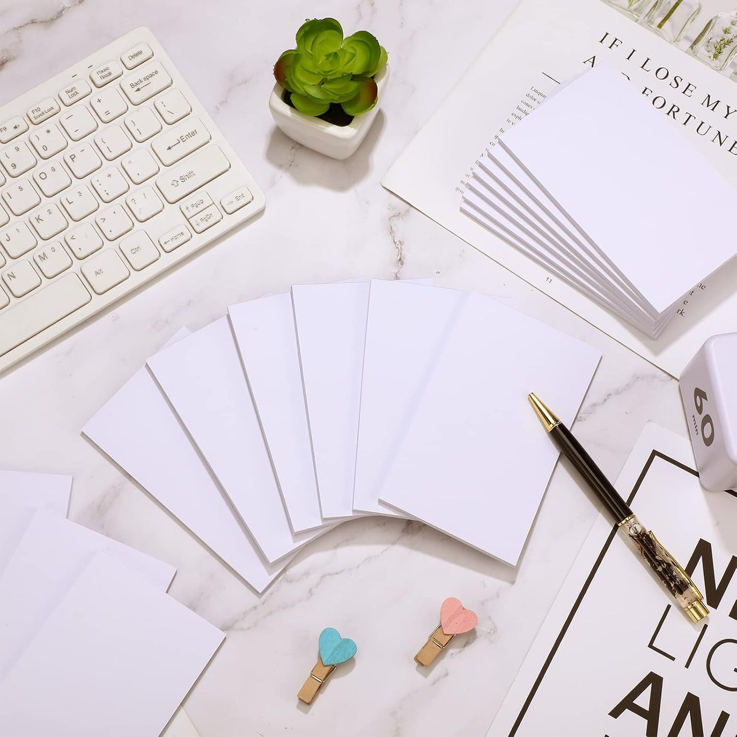 Fainne 3 x 5 Inch Paper Note Pads White Memo Pad Blank Writing Memo Scratch Paper for Waitress Waiter Book to Do Grocery List Small Notebook Restaurant Checkbook, White(60 Pack)