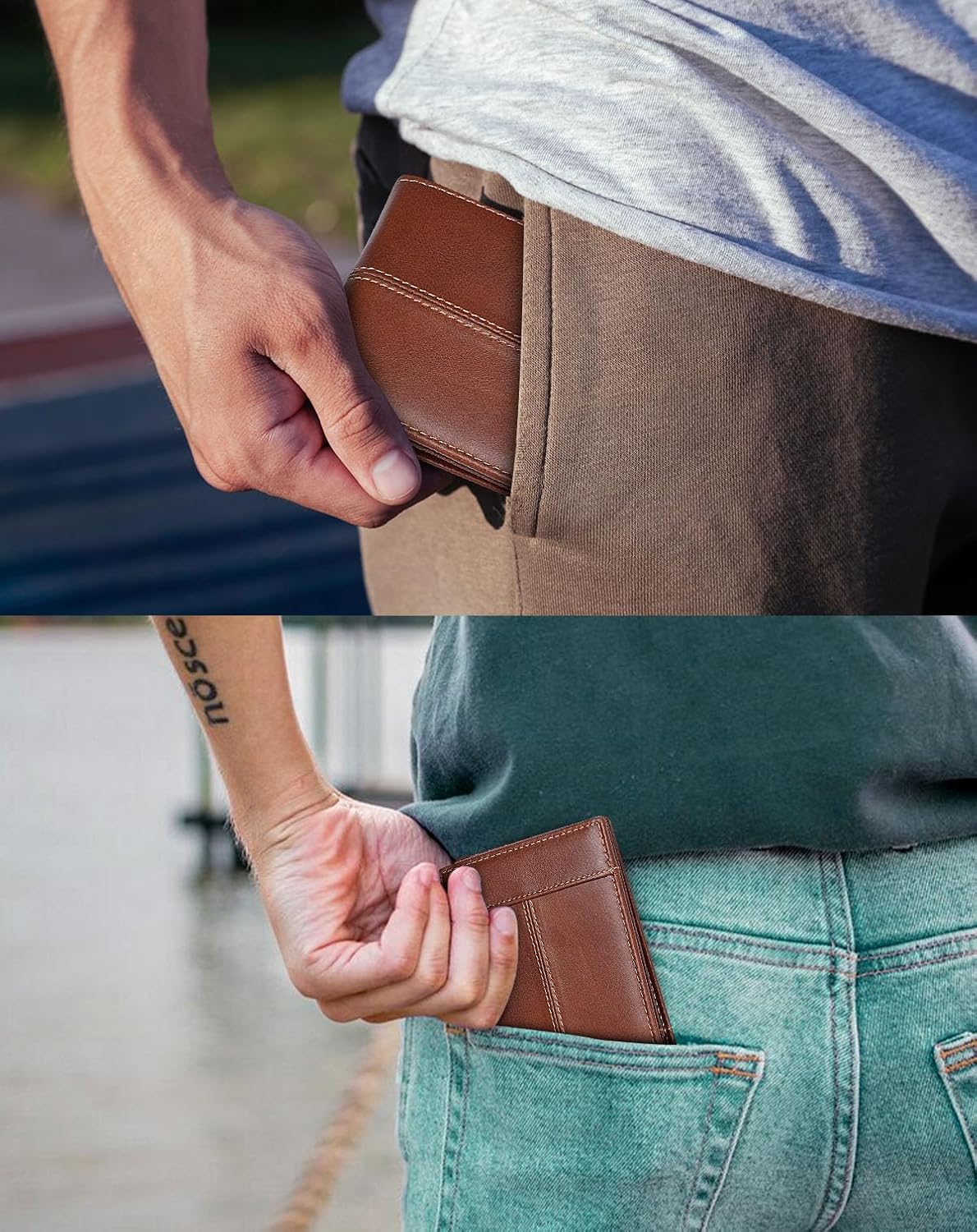 Swallowmall Mens Wallets RFID Blocking Leather Wallet for Men Bifold Wallet with 1 ID Window 15 Slots Leather Wallet Men