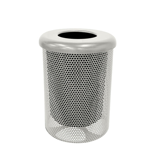 RFT-P-Gry Heavy Duty Round Trash Receptacle with Flat Top, Liner Included, 32 Gallon, Gray, Made in America