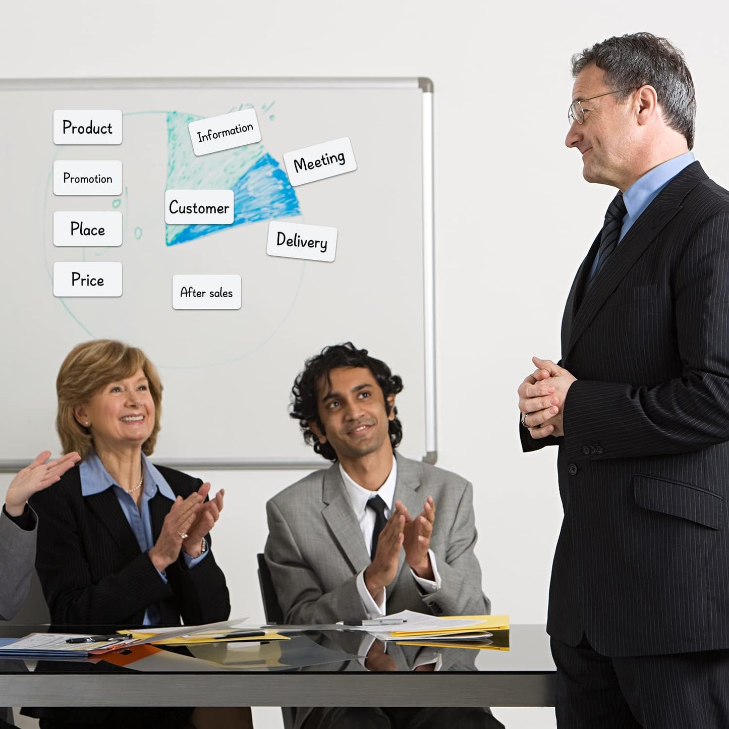 Reusable Magnetic Labels 4x2 Inch White, Dry Erase Magnetic Labels for Whiteboards，Pack of 40