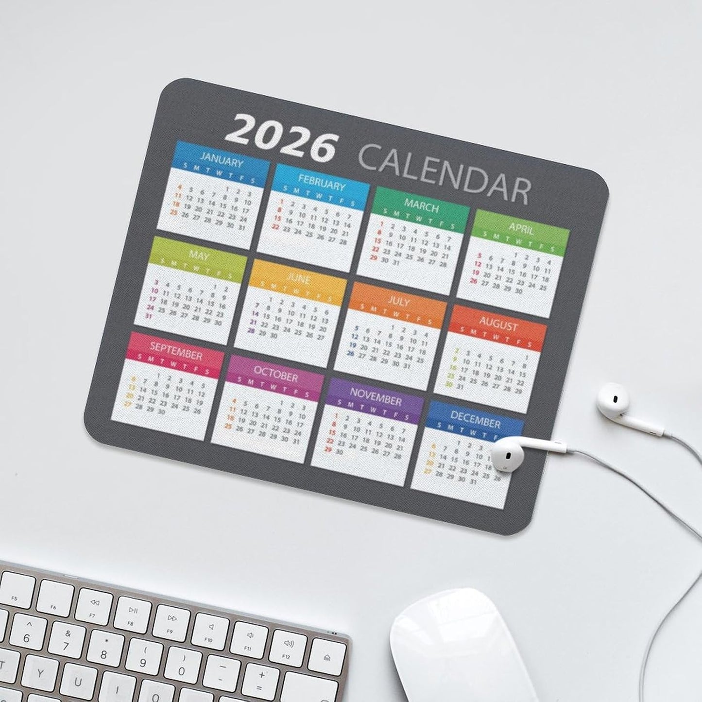 2026 Mouse Pad Calendar,Computer Mouse Pads Calendars Non-Slip Rubber Desk Mat Mousepad Gaming Office Keyboard Mat