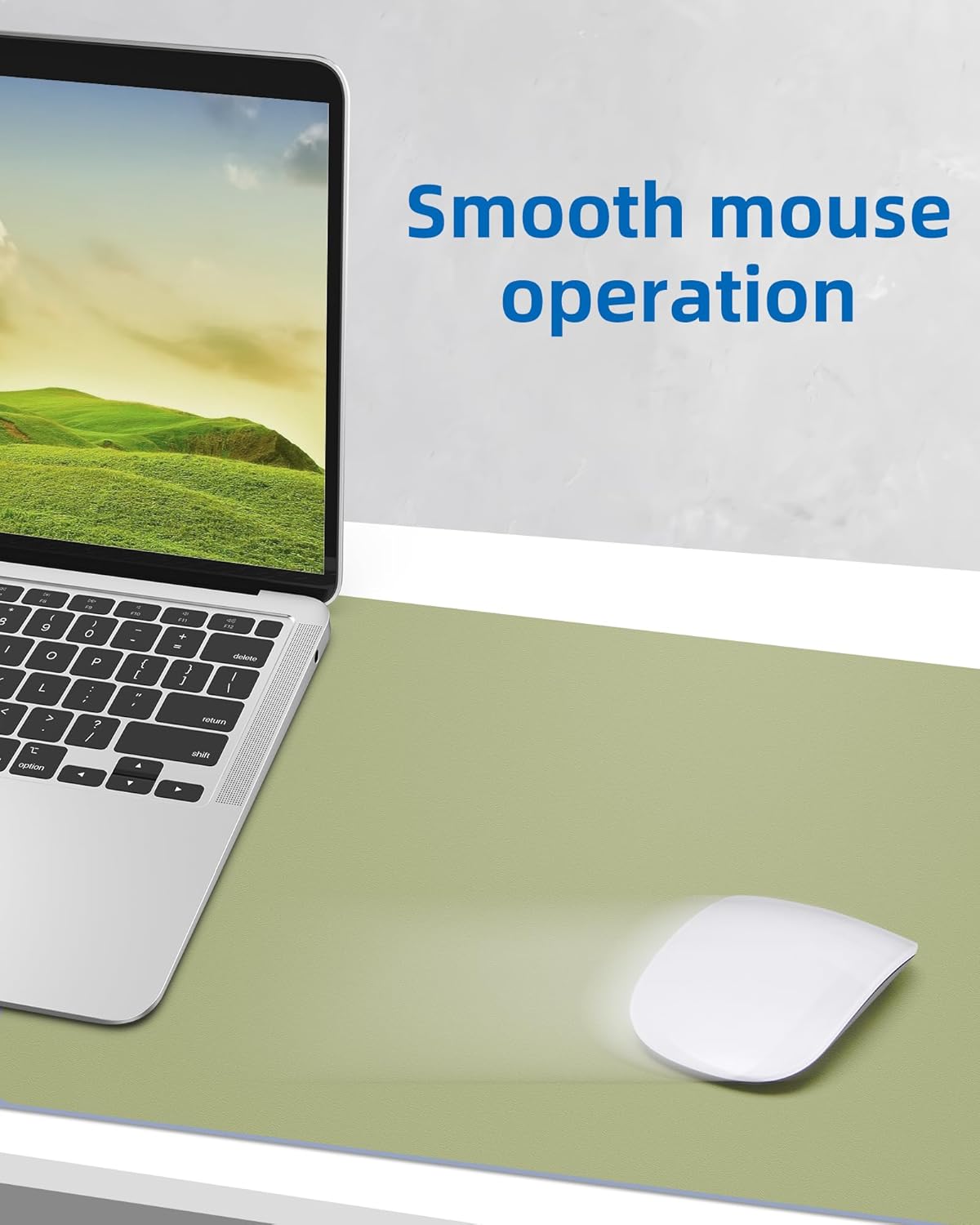 AFIING Leather Desk Pad Protector,Mouse Pad,Office Desk Mat, Non-Slip PU Leather Desk Blotter,Large Desk mat,Waterproof Keyboard mat for Office/Home/Decor (Olive Green,55"" x 17"")