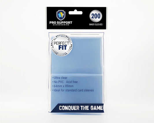 Pro Support Accessories 200 Premium Ultra Clear, Perfect for Double sleeving, fits Standard Size Trading Cards